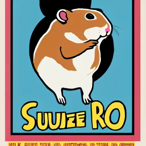 Image similar to a poster of a hamster in the style of Suehiro Maruo