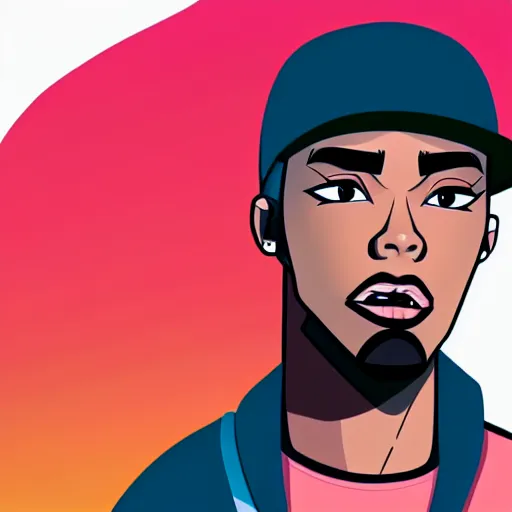 Image similar to 2 d character design, male rapper, vector art, digital art, portrait, 4 k, 8 k, sharp focus, smooth, illustration, concept art, music artist