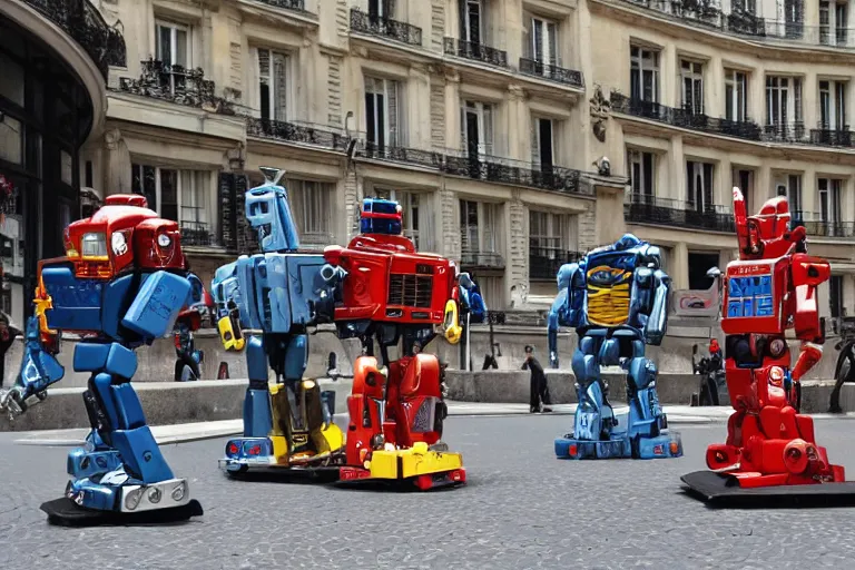 Image similar to autobots walking in paris