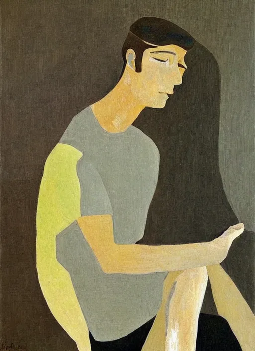 Prompt: a painted portrait of a man, art by felice casorati, aesthetically pleasing and harmonious natural colors, expressionism, natural light, fine day, portrait