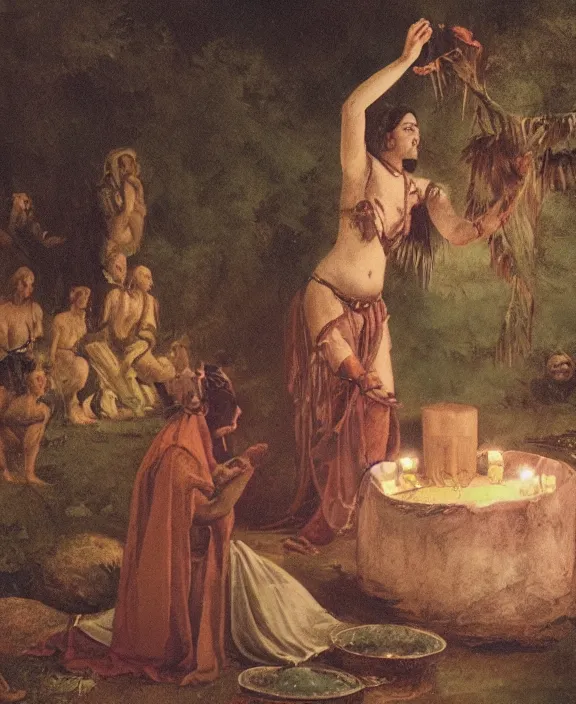 Prompt: photograph of a pagan female performing a fertility ritual