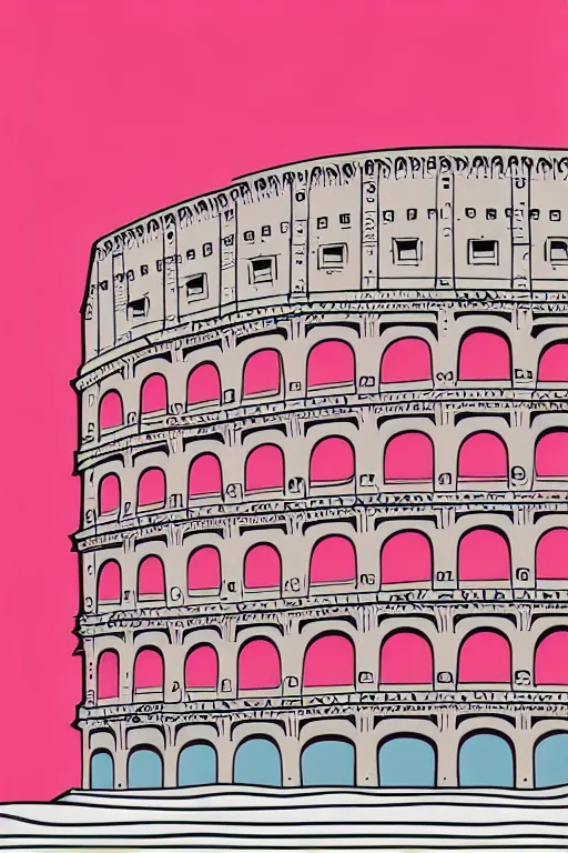 Image similar to minimalist boho style art of colorful colosseum, illustration, vector art