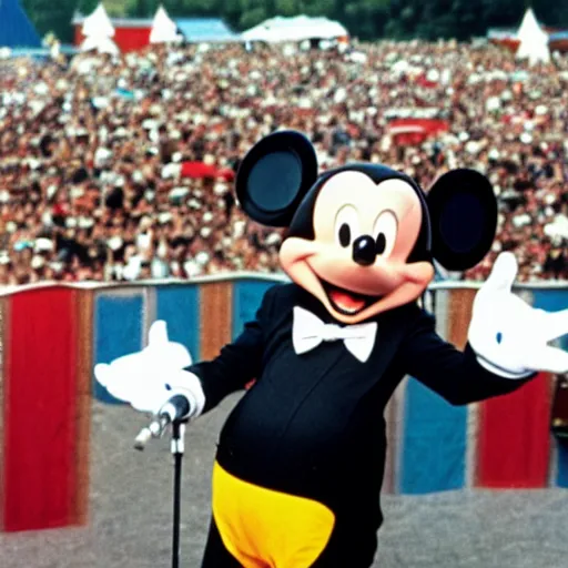 Image similar to mickey mouse performing at woodstock