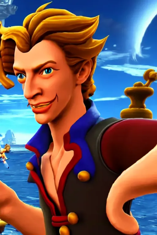 Prompt: screenshot of guybrush threepwood in super smash bros ultimate, high resolution, hd, 4k