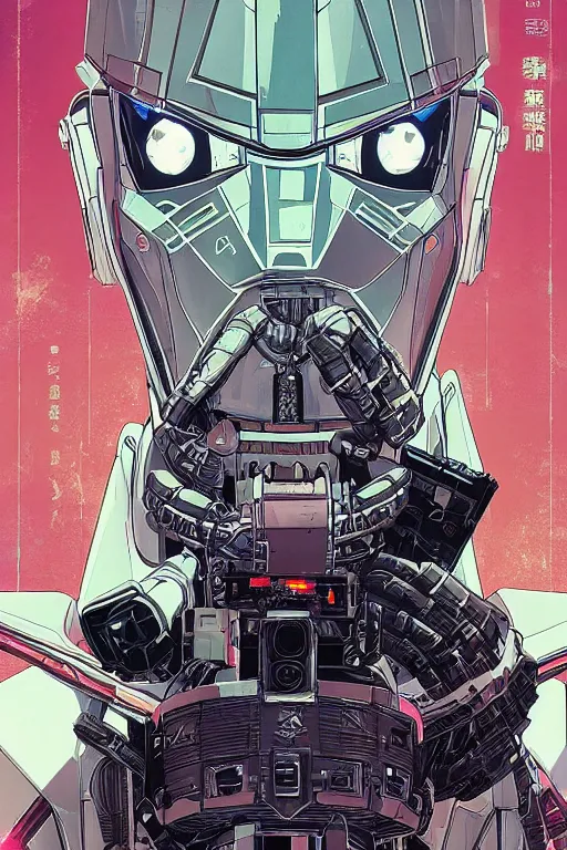 Image similar to robot ninja darth vader, cyberpunk mech is from borderlands and by feng zhu and loish and laurie greasley, victo ngai, andreas rocha, john harris, victo ngai, andreas rocha, john harris