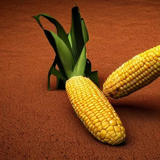 Image similar to hyperrealistic dslr film still of a corn cob with realistic proportional human appendages, stunning 8 k octane comprehensive 3 d render, inspired by istvan sandorfi & greg rutkowski & unreal engine, perfect symmetry, dim volumetric cinematic lighting, extremely hyper - detailed, incredibly real lifelike attributes & flesh texture, intricate, masterpiece, artstation, stunning