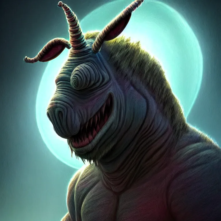 Prompt: epic professional digital art of alien eeyore, atmospheric lighting, painted, intricate, detailed, by bruce breneise, wayne haag, reyna rochin, ignacio fernandez rios, best on artstation, cgsociety, epic, stunning, gorgeous, wow, masterpiece