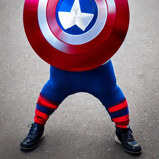 Prompt: cat wearing captain america costume, award - winning 4 k photography