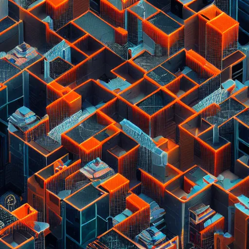 Image similar to city birds eye view, tetris, intricate artwork by tooth wu and wlop and beeple. octane render, trending on artstation, greg rutkowski very coherent symmetrical artwork. cinematic, hyper realism, high detail, octane render, 8 k, orange and black tones