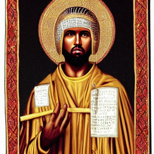 Image similar to saint kanye west byzantine roman vatican art