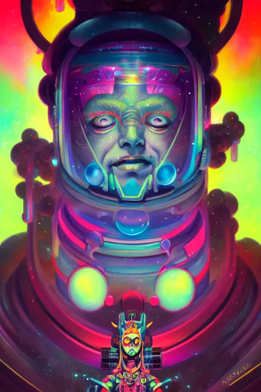 Image similar to Psychedelic Neon Japanese Portrait of Galactus by Peter Mohrbacher