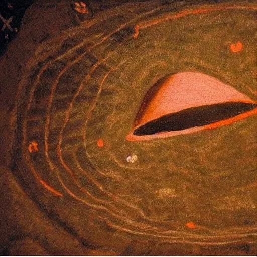 Image similar to cave painting of a ufo