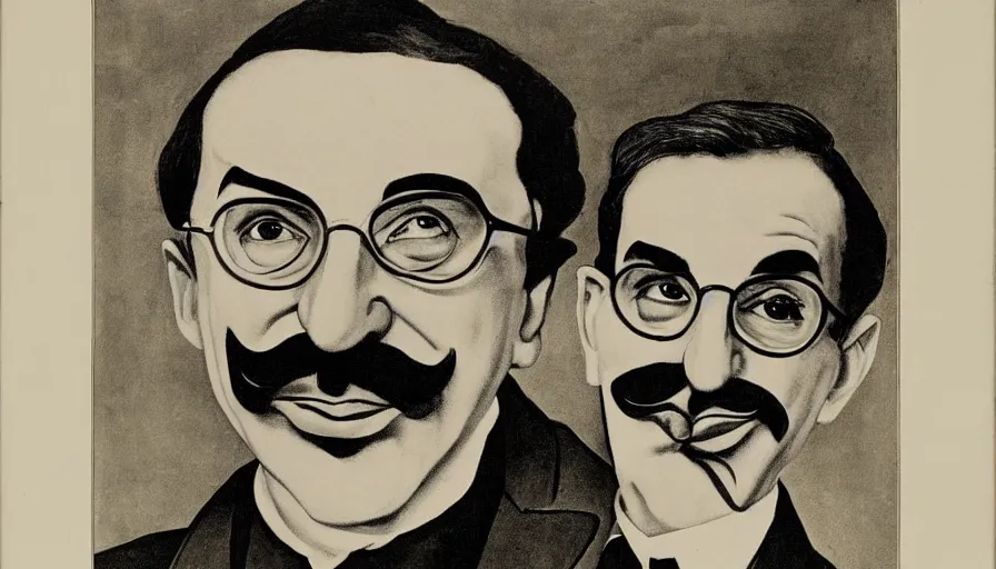 Image similar to art nouveau portrait of groucho marx