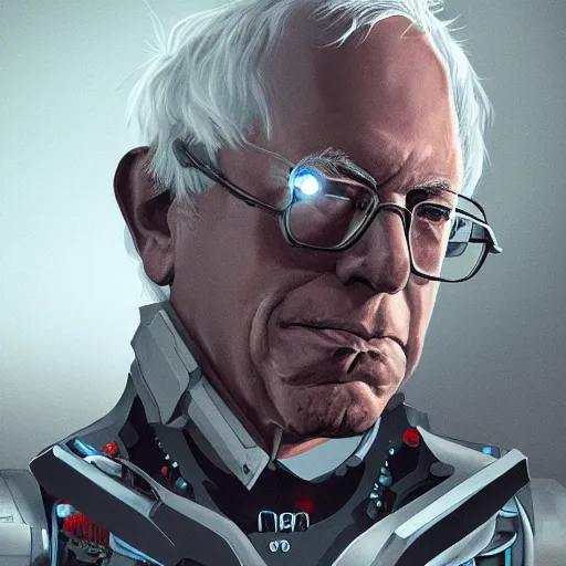 Prompt: Cyborg bernie sanders, illustration, sci-fi, high detail, beautiful lighting, trending on artstation