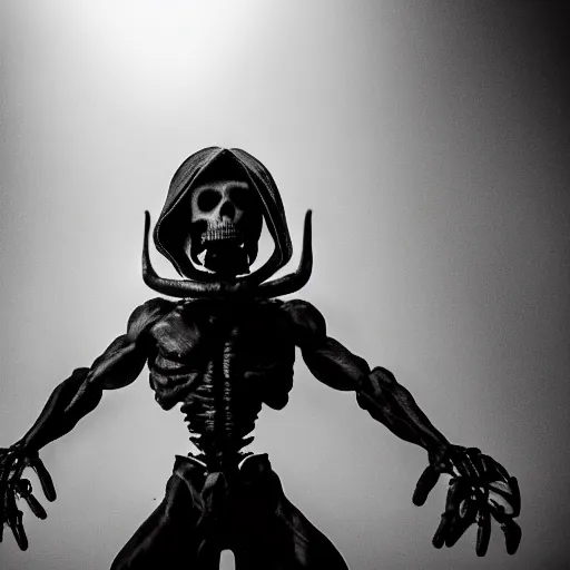 Prompt: skeletor, moody lighting, shallow depth of field,