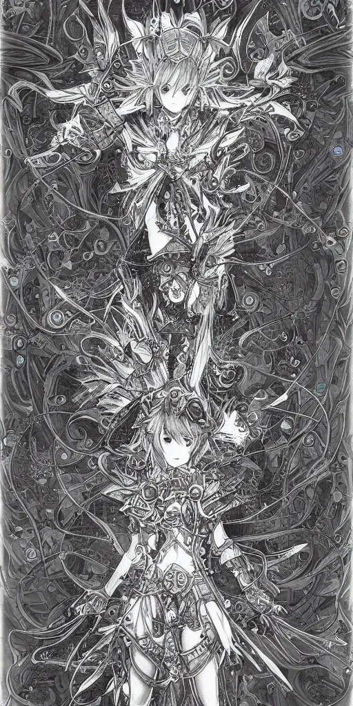 Prompt: a mage from final fantasy 14 drawn by Yoshitaka Amano, intricate, amazing line work, cosmic, psychedelic, cheerful,