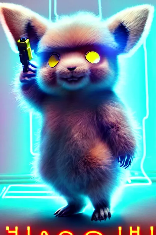 Image similar to high quality 3 d render cyberpunk very cute fluffy! wombat cyborg, mechanical paw, highly detailed, unreal engine cinematic smooth, in the style of detective pikachu, hannah yata charlie immer, neon blue light, low angle, uhd 8 k, sharp focus