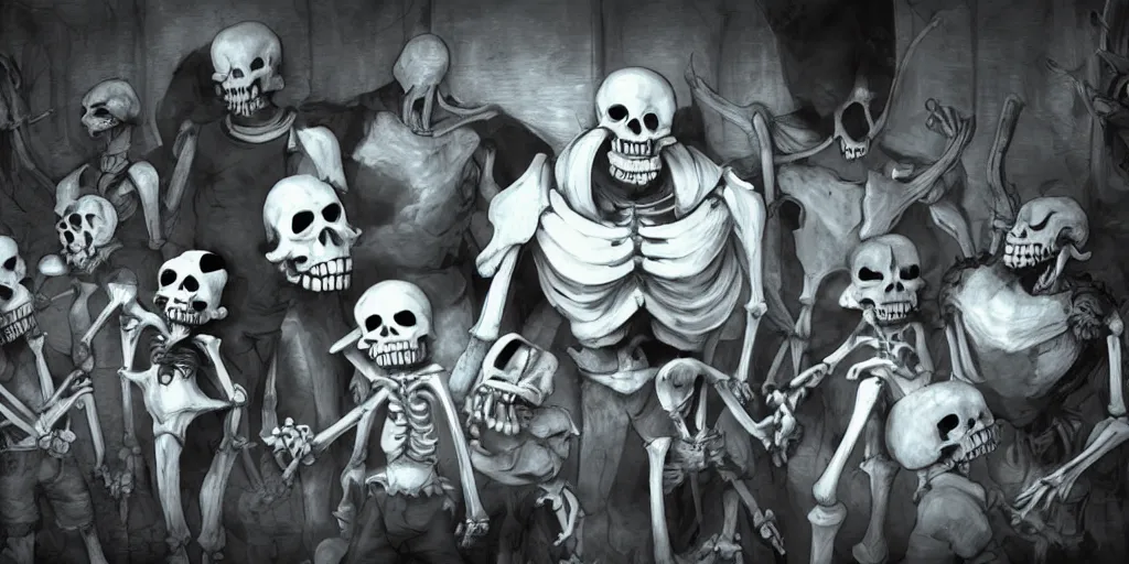 Prompt: Undertale bones realistic, photo realistic, cinematic, epic, dark,