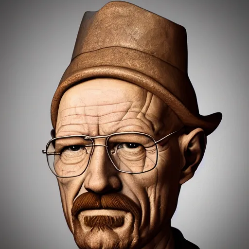 Image similar to long shot of a very detailed renaissance sculpture of walter white in a hat by michelangelo, standing in times square, 3 d render, hyper detailed, sharp focus, 8 k resolution