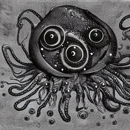 Prompt: Deep sea creature with many eyes