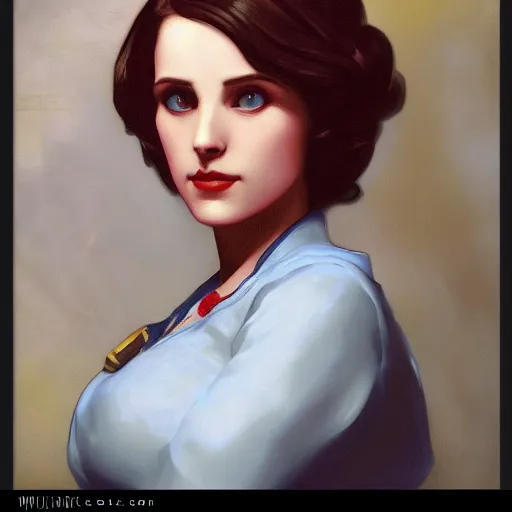 Image similar to Portrait of Elizabeth from Bioshock Infinite, art by William Adolphe Bouguereau, extremely detailed, 4K