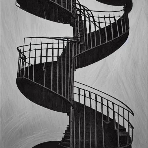 Prompt: twisting staircase to a strange portal, in the style of mc escher and michelangelo and greg rutkowski