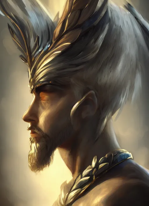 Prompt: detailed beautiful cool male character art depicting a god, egyptian, concept art, depth of field, on amino, by sakimichan patreon, wlop, weibo, bcy. net, colorhub. me high quality art on artstation.