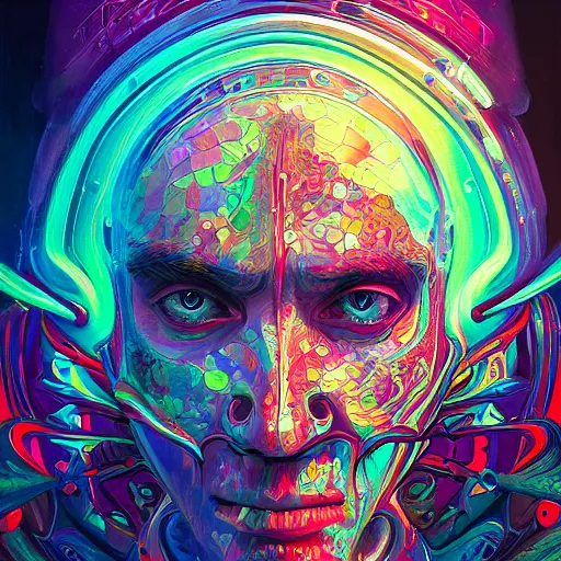 Image similar to An extremely psychedelic experience, colorful, surreal, dramatic lighting, cosmonaut, LSD, face, detailed, intricate, elegant, highly detailed, digital painting, artstation, concept art, smooth, sharp focus, illustration, art by Sam Spratt, Dan Mumford, Artem Demura and Alphonse Mucha