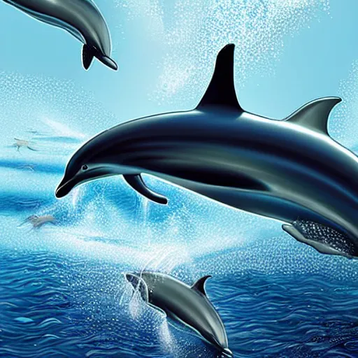 Prompt: dolphins aboard the starship enterprise, hyper realistic, extreme detail,