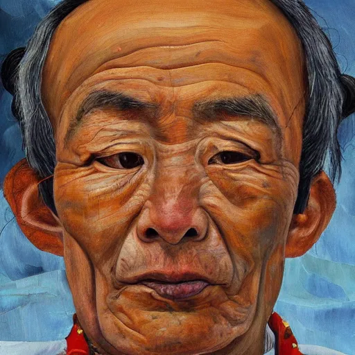 Prompt: high quality high detail painting by lucian freud, hd, portrait of tibetan skimo