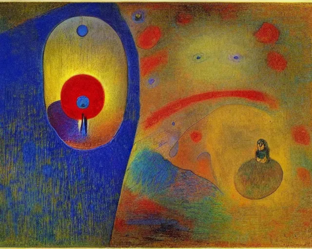 Prompt: Void of the soul. Odilon Redon. Dali. Roberto Matta.