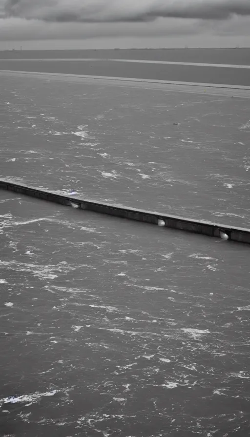 Prompt: pentax photograph of Eastern Scheldt storm surge barrier. epic, beautiful!!