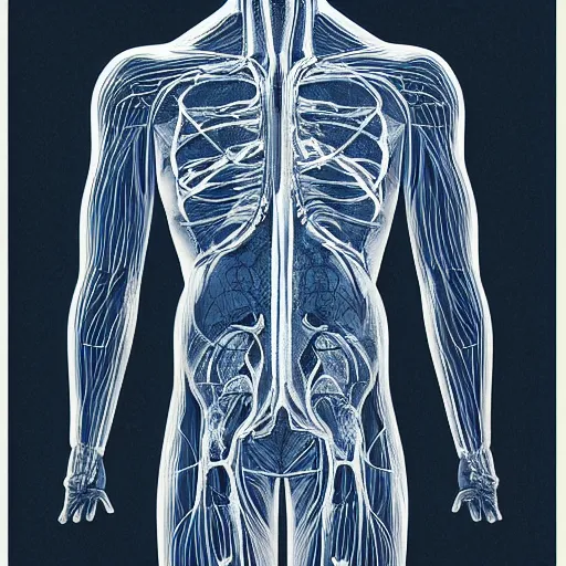 Prompt: human body from inside, blueprint