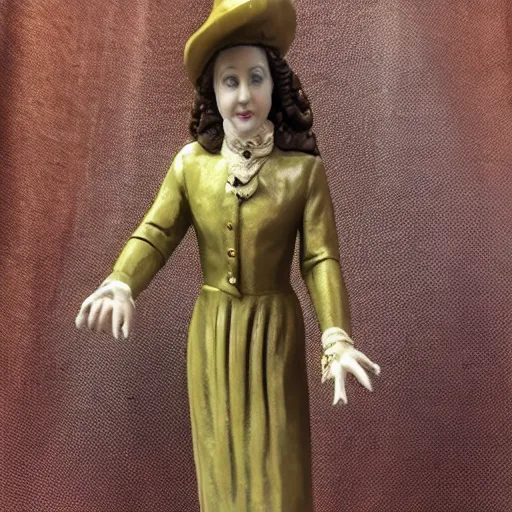 Prompt: Margaret Le Van Alley Cat fashion statuette, wearing festive clothing, full body render, museum quality photo