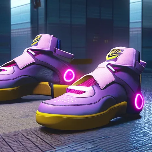 Prompt: nike airforce from cyberpunk 2 0 7 7, 3 d, ultra - realistic