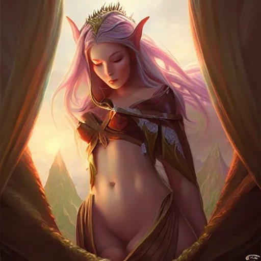 Image similar to fantasy art elven girl bedroom by ross tran, by artgerm, by greg rutkowski