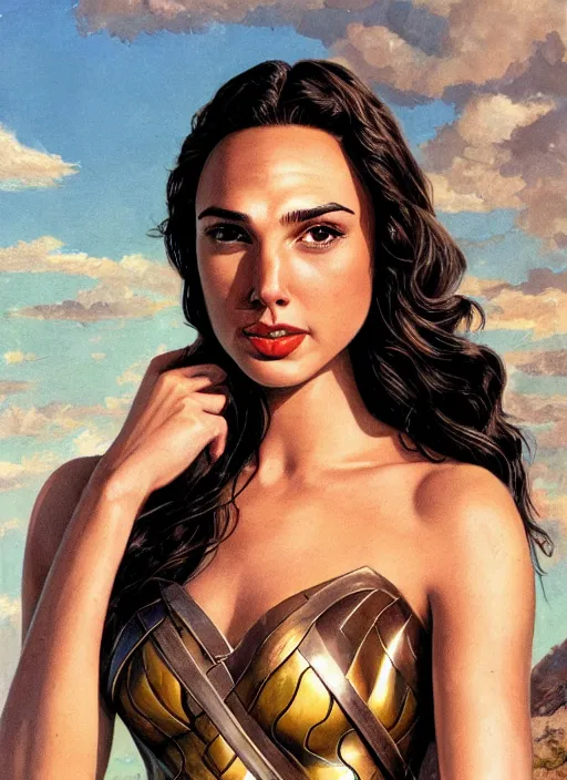 Prompt: portrait of gal gadot by clyde caldwell