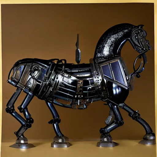 Prompt: a mechanical horse, art