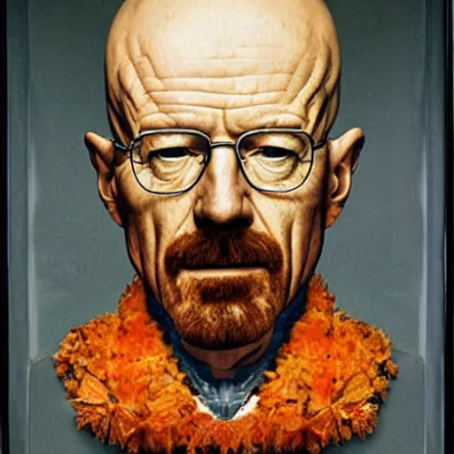 Prompt: giuseppe arcimboldo, walter white, new scifi movie, film still, assorted seeds