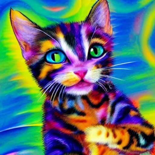 Image similar to Portrait of a realistic magical kitten with an abstract paint splash background