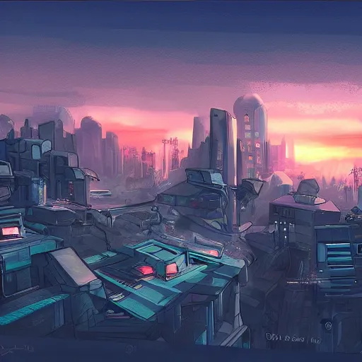 Prompt: A comit about to hit a futuristic city on earth, sunset time, epic, digital painting