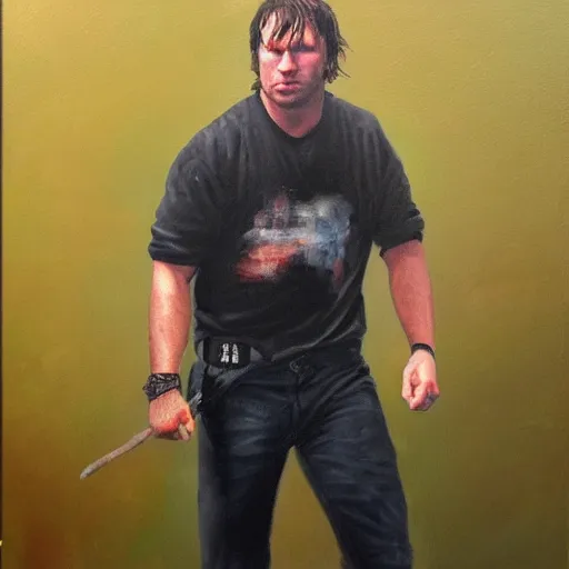 Prompt: dean ambrose, oil painting