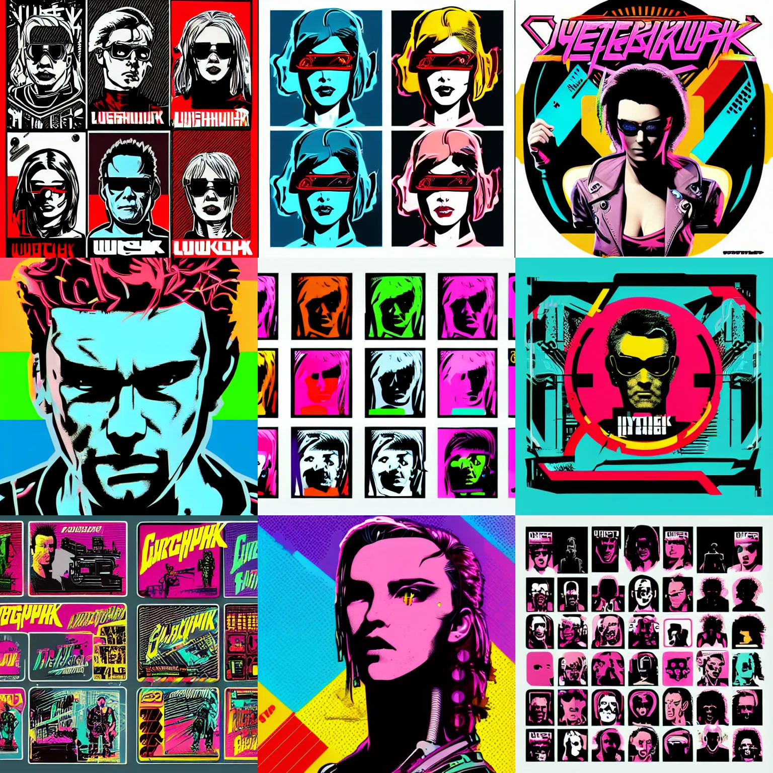 Prompt: cyberpunk 2 0 7 7 by butcher billy, sticker, vector art, andy warhol style