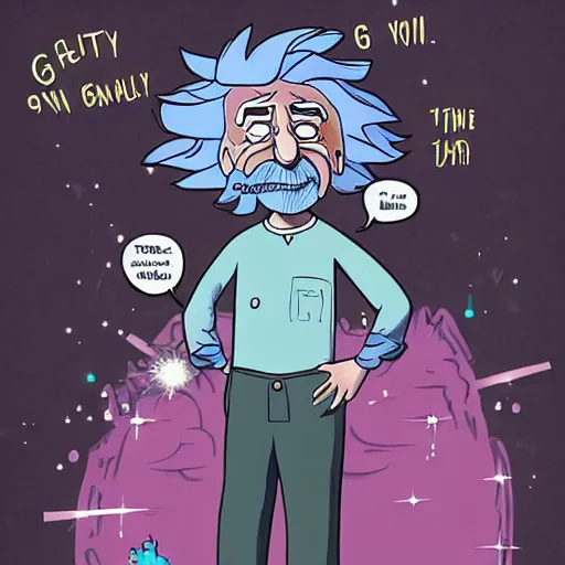 Image similar to albert einstein as rick sanchez