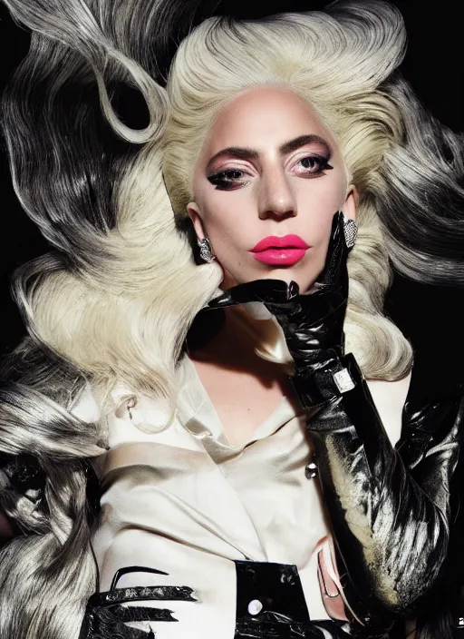 Image similar to lady gaga styled by nick knight posing, archive fashion, style, vogue magazine, highly realistic. high resolution. highly detailed. dramatic. 8 k. 4 k.