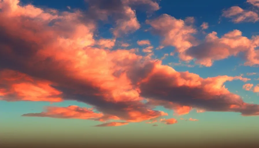 Prompt: clouds in the shape of a beautiful curvy woman, realistic, detailed, orange / pink sky, dreamy