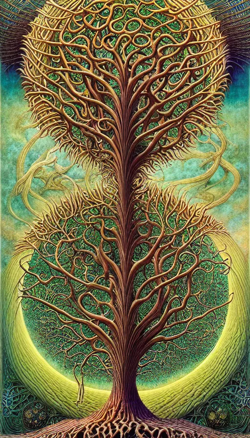 Image similar to tree of life by roger dean and andrew ferez, art forms of nature by ernst haeckel, divine chaos engine, symbolist, visionary, art nouveau, botanical fractal structures, organic, detailed, realistic, surreality