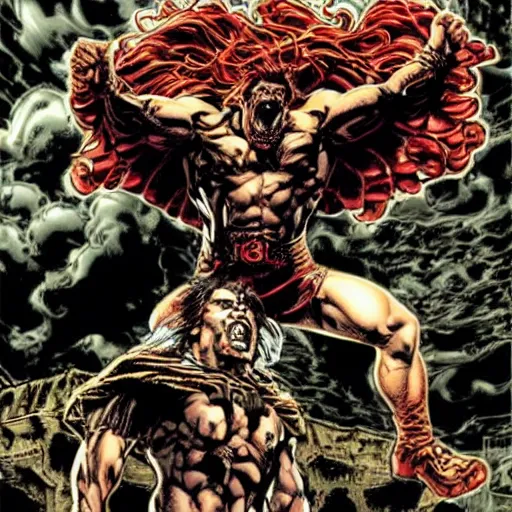 Prompt: gabriel angelos warcry by mike deodato