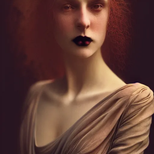 Image similar to photographic portrait of a stunningly beautiful gothic art nouveau secessionist movement female in soft dreamy light at sunset, contemporary fashion shoot, by edward robert hughes, annie leibovitz and steve mccurry, david lazar, jimmy nelsson, breathtaking, 8 k resolution, extremely detailed, beautiful, establishing shot, artistic, hyperrealistic, beautiful face, octane render