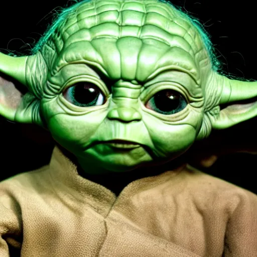 Prompt: baby with yoda ear, dslr photo